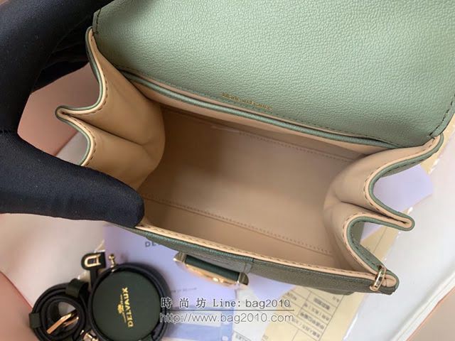 DELVAUX女包 Brillant系列手袋 進口牛皮 德爾沃女手提包 女手腕包 DV0020 拼色綠 Delvaux女單肩包  fcs1367